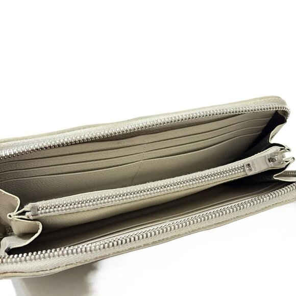 Saint Laurent Paris Long Wallet Ivory Zip Around Leather - Picture 3 of 5